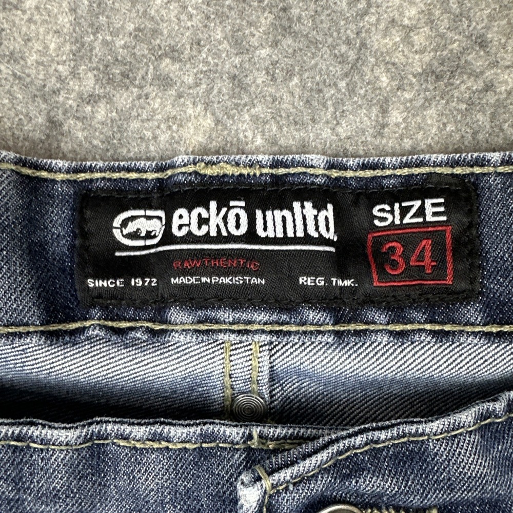 Ecko Unltd Jean Shorts Mens 34 Blue Denim Baggy Skater Hip Hop Y2K Rhino